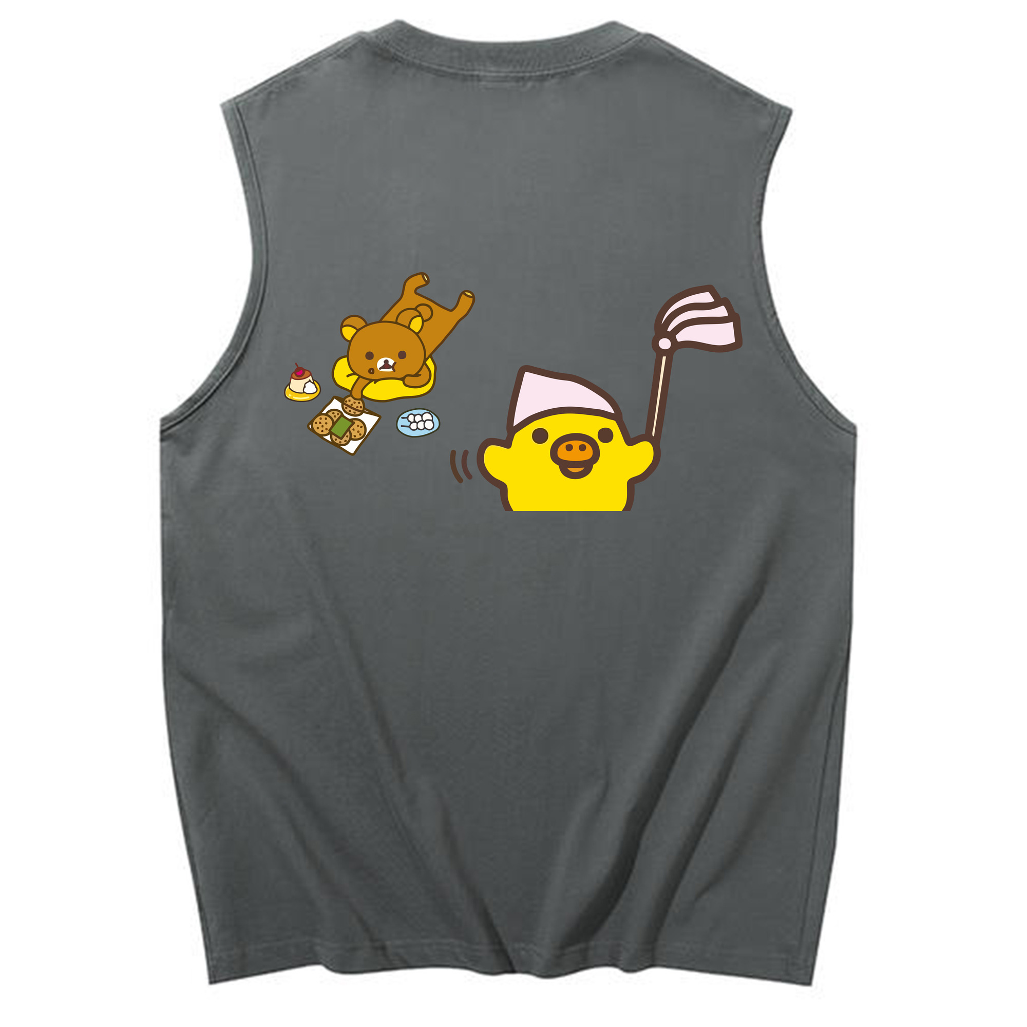 （画像用） リラックマ リラックマ キイロイトリ Rilakkuma Korilakkuma Kiiroitori コットン100％タンクトップ（背面プリント）
